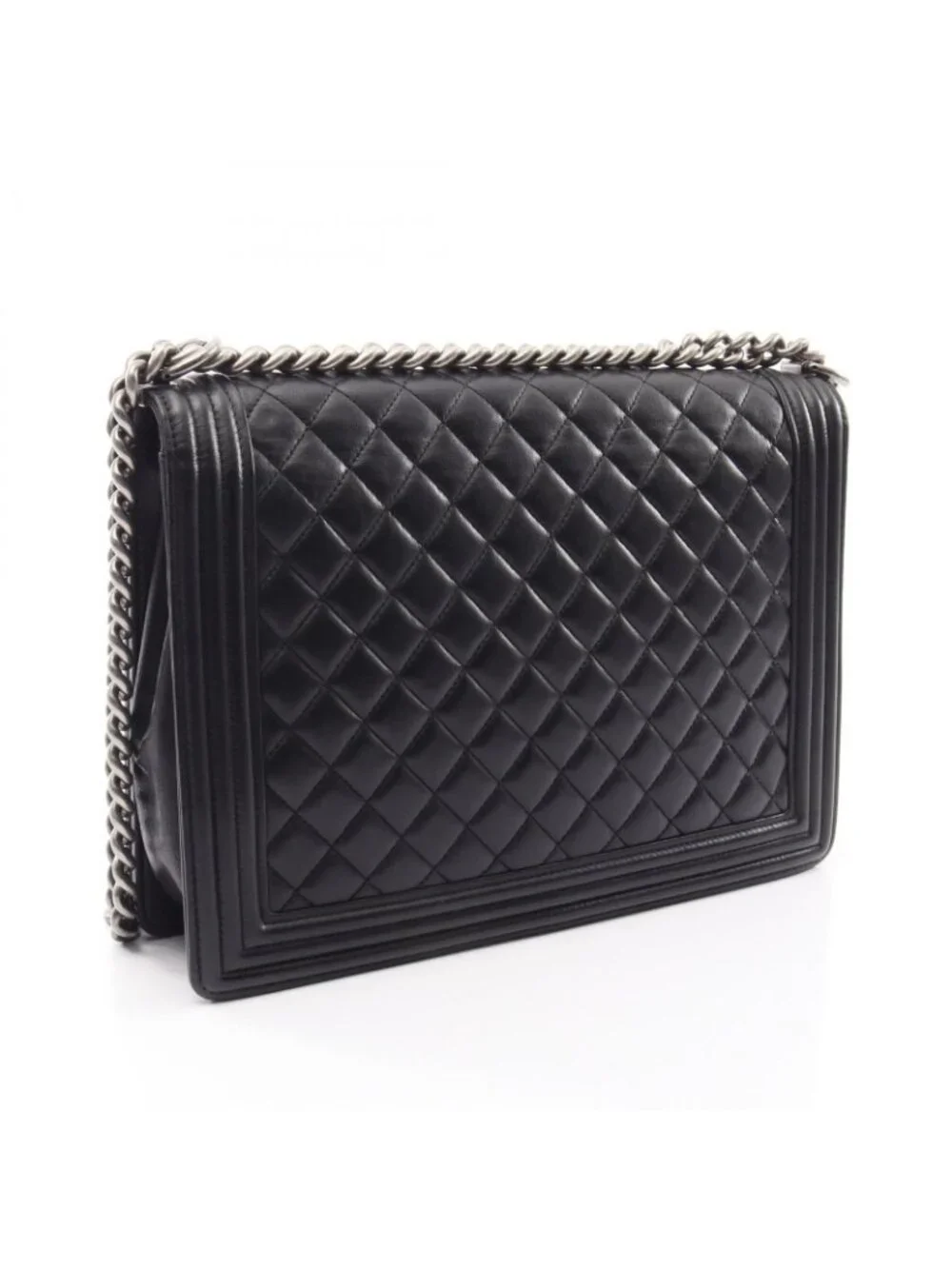 Chanel Shoulder Bag Boy Large Black Lambskin Chain